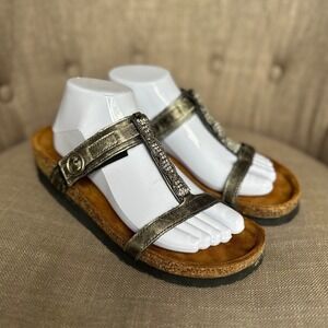 Naot Womens Malibu Quartz Leather Sandals 39 8-8.5 Slip On Open Toe Rhinestone